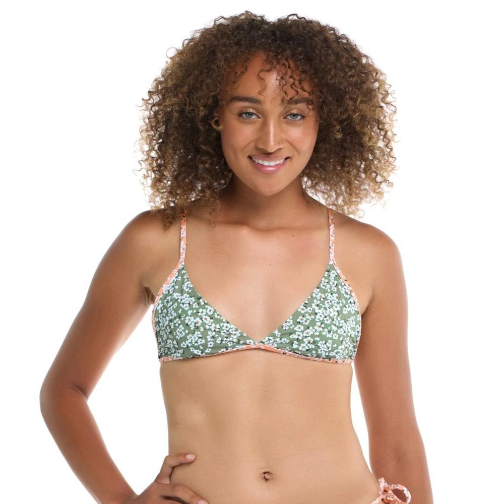 Eidon Tiny Blooms Mila Reversible Bikini Top MOSS