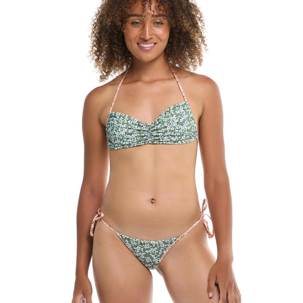 Eidon Women's Moss Tiny Blooms Nima Side-Tie Bikini Bottoms Swimsuit MOSS
