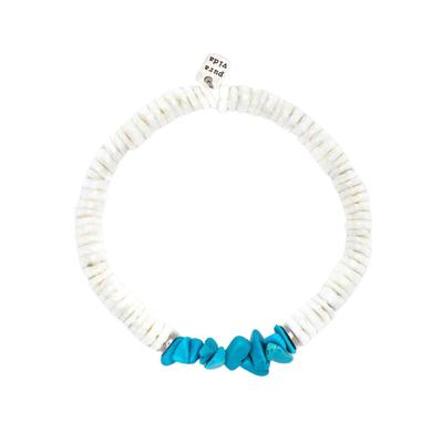 Pura Vida Puka Shell & Turquoise Chip Stretch Bracelet
