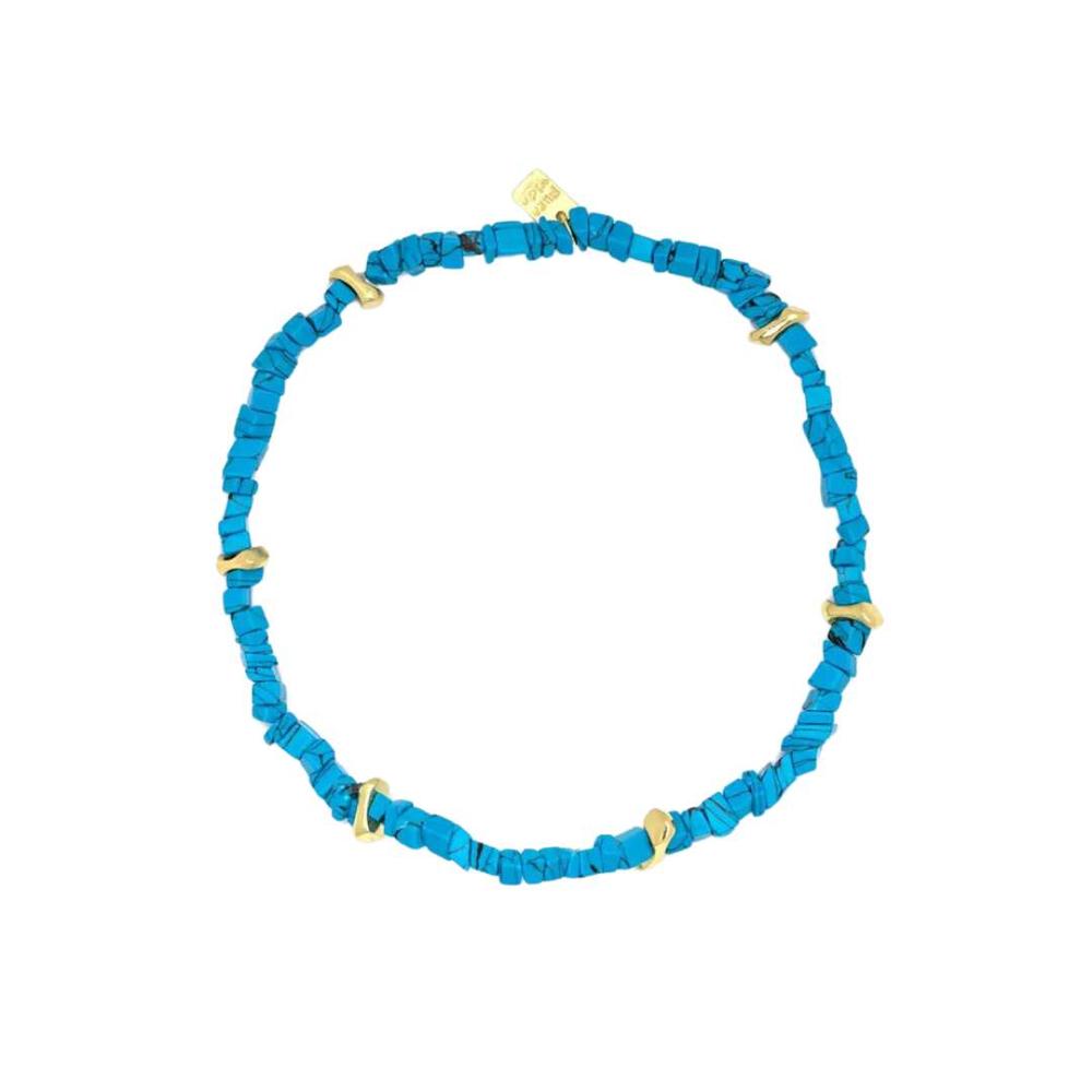  Pura Vida Turquoise Chip Bty Braided Gd Anklet