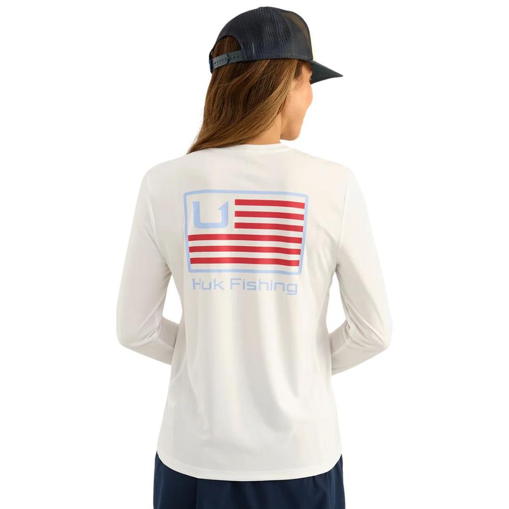 Huk Women's Americana Pursuit Performance V-Neck WHITE