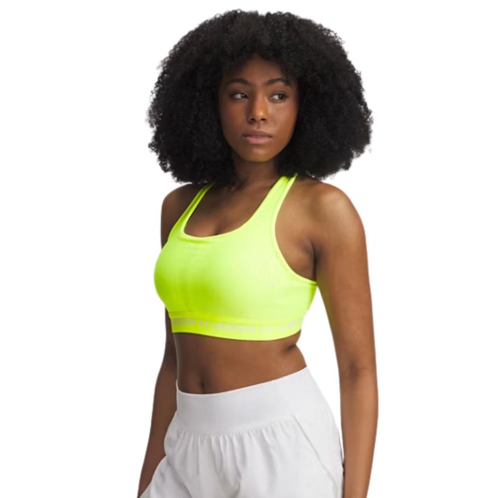 Under Armour Mid Crossback Sports Bra HIGHVISYELLOWWHITE