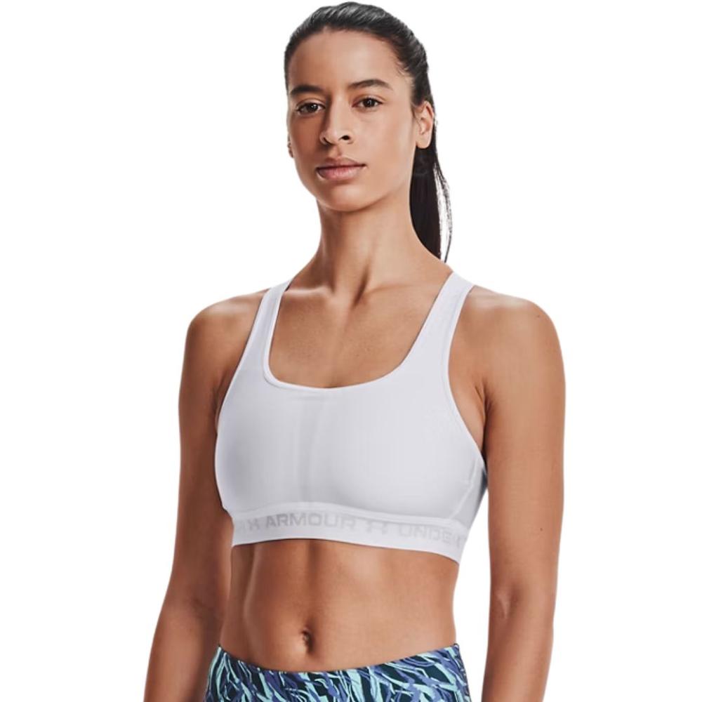 Under Armour Mid Crossback Sports Bra WHITEWHITEHALOGRAY