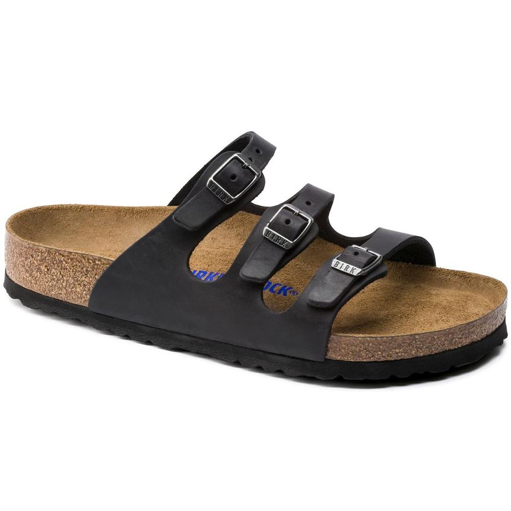Birkenstock Women's Florida Soft Footbed Oiled Leather Sandal BLACK