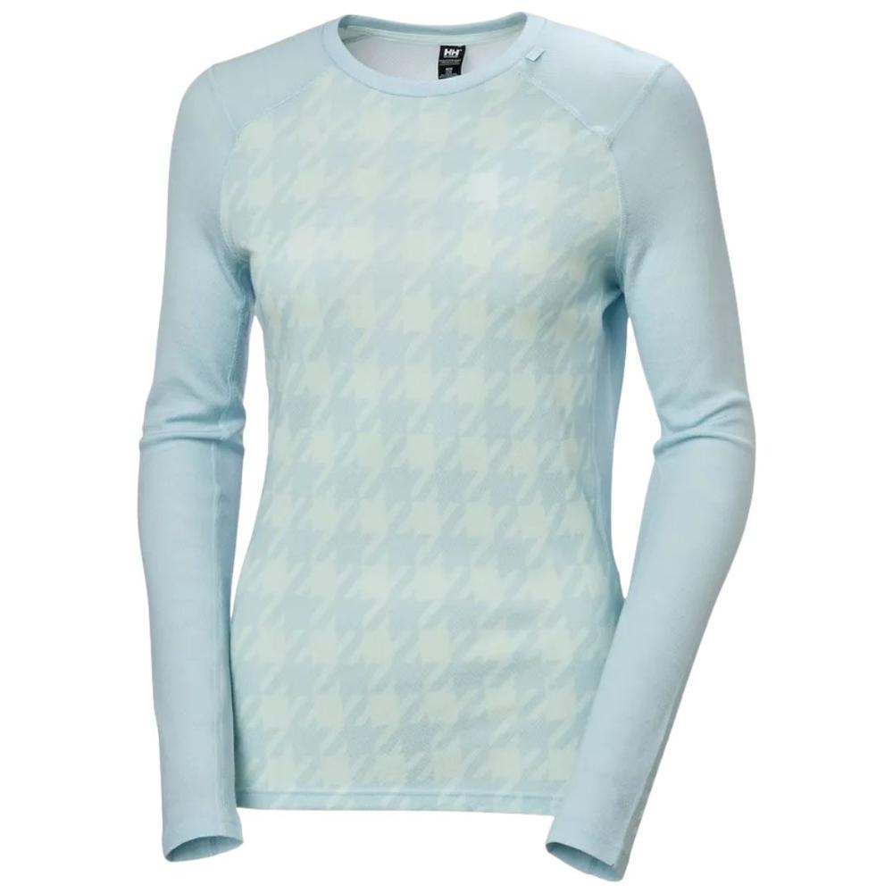 Helly Hansen Women's LIFA Merino Midweight Graphic Long-Sleeve Crew Base Layer BARELYBLUEHOUNDSTOOTHAO