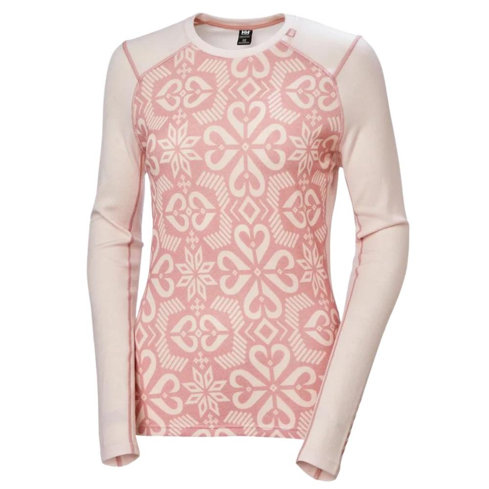 Helly Hansen Women's LIFA Merino Midweight Graphic Long-Sleeve Crew Base Layer PINKTINTNORDICROSEAOP