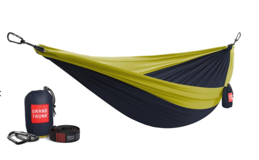 Grand Trunk Double Deluxe Parachute Nylon Hammock - Multiple Colors COLLEGIATENAVY/CHARTREUSE