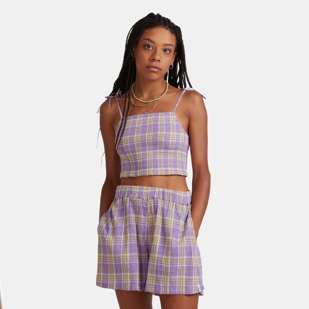 RVCA Women's Cottage Tie Crop Top PURPLEDAYS