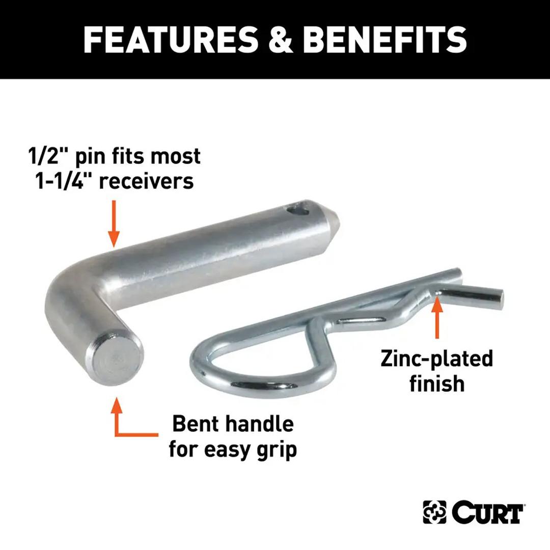 Curt Manufacturing 1/2 In Hitch Pin With Clip Packaged
