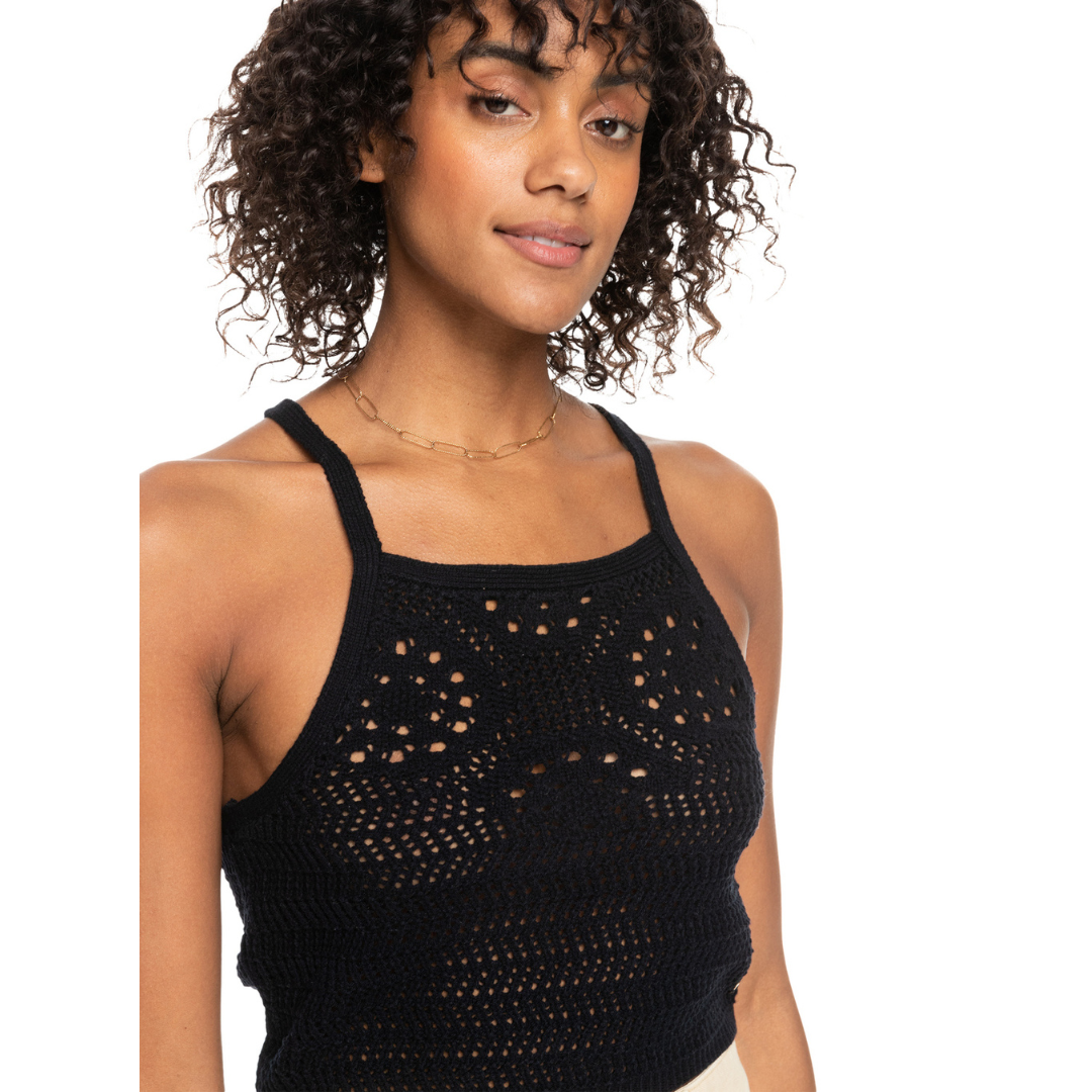 Roxy Women's Malibu Crush Pointelle Stitch Crop Tank